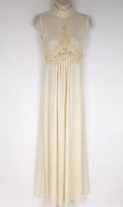 Maxi abito donna vintage beige senza maniche collo tartaruga ricamato floreale tg ? LEGGI - Foto 1 di 13