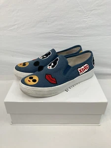 Alice + Olivia Womens 10 EU 41 Denim Emoji Embroidery Platform Sneakers With Box - Picture 1 of 9