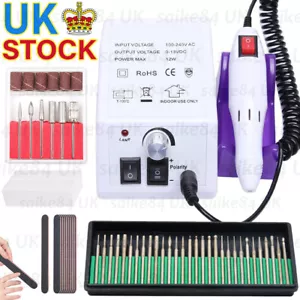 Electric Nail Art File Drill Machine Professional Manicure Pedicure False Set UK - Picture 1 of 12