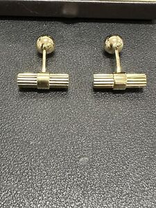 Tom Ford Men's Signature Striped T Cufflinks 18k Solid Yellow Gold Pre Owned