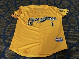 Rare Corey Hart Cerveceros Milwaukee Brewers Jersey Yellow Majestic Size 52 - Picture 1 of 4