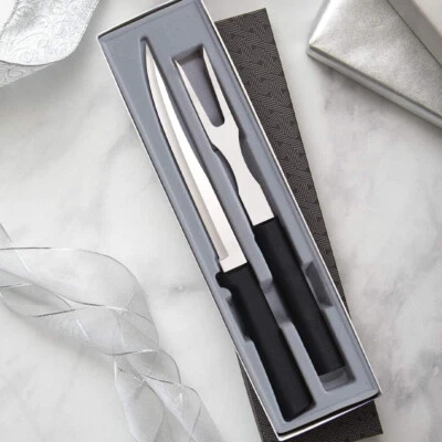 Juego de regalo tallador de 2 piezas Rada Cutlery G213: cuchillo y tenedor - mango negro Foto 1 de 4