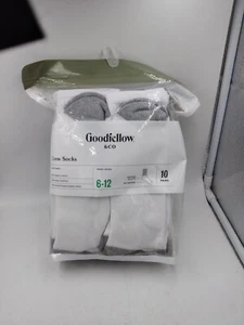 Crew Socks Men's White 6-12 Mid-Calf 10 Pairs Goodfellow & Co Stretch All Season - Picture 1 of 8