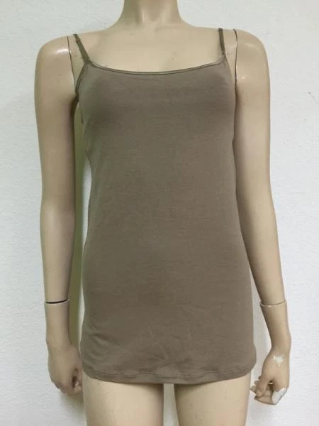 ACTIVE BASIC Womens CAMI TANK TOP Size S/M Spaghetti Strap Lined Stretch Khaki - Image 1 of 1