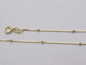 Bead Real Gold Beaded Box Chain Pure 10K Solid Gold Box Necklace with