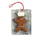 Vintage Gingerbread Man Cookie On Metal Tray Christmas Tree Ornament