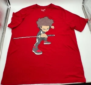The Boondocks Huey With Katana Y2K Cartoon Size XL T Shirt Short Sleeve Red - Picture 1 of 9