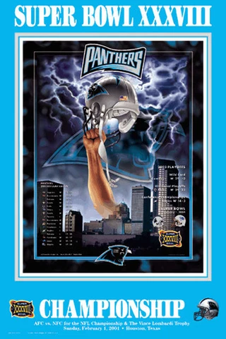 Carolina Panthers 2003 NFC CHAMPIONS Super Bowl XXXVIII 24x36 Vintage POSTER Cover