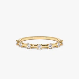Ewigkeits-Ehering 0,20 kt natürlicher Rundschliff Diamant 14 kt Gelbgold - Bild 1 von 5