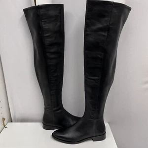 Botas de cuero hasta el muslo Vince Camuto negras cremalleras laterales talla 6 1/2 M 37 - Imagen 1 de 11