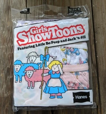 Size 6 Hanes girls ShowToons Little Bo Peep & Jack & Jill Underwear Vintage 1984 - Image 1 of 4