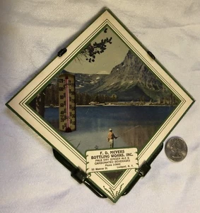 1956 Soda “Deco” Advertising Thermometer “Fly Fishing”Graphic Lockport NY - Picture 1 of 5