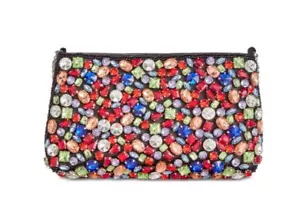 Adrianna Papell Nigella Clutch Crossbody Black Rhinestones Colorful Jeweled NWT - Picture 1 of 4