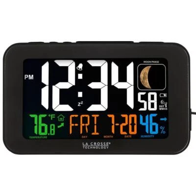 Alarm Clock 5.5 in Multi-Color LED Self-Setting Time Date USB Charging Port - Image 1 of 4