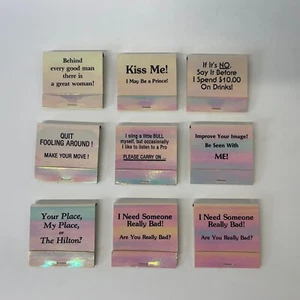 Vintage 1980 Hilton Brand Matchbooks Unique PickupLines Mad Matches Bachelorette - Picture 1 of 4