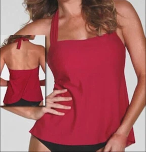 MIRACLESUIT Magicsuit Sharon Red Navy Tummy Control Tankini Swim Suit Womens 4 - Picture 1 of 8