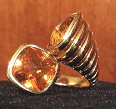 Anillo de derivación de citrino pesado de oro amarillo de 18k John Hardy retirado raro 27,8 g Foto 1 de 4
