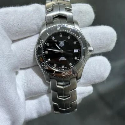 TAG HEUER WJ1113-0 200 米不锈钢黑色钻石表盘石英表 — 第 1/4 张图片