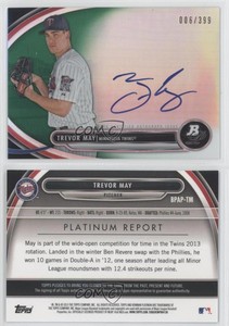 2013 Bowman Platinum Prospects Green Refractor /399 Trevor May #BPAP-TM Auto