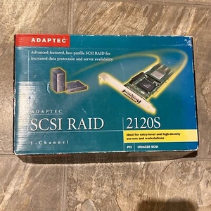 Adaptec SCSI RAID 2120 S 1-Channel Card Unused COMPLETE IN BOX UNTESTED - Afbeelding 1 van 9