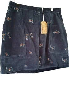 BNWT Fat Face Teal Velvet Skirt UK12  Mini A-Line Pockets Embroidered Floral New - Picture 1 of 15