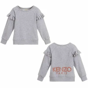 NWT NEW Kenzo girls grey logo sweatshirt ruffle detail 4y - Picture 1 of 7