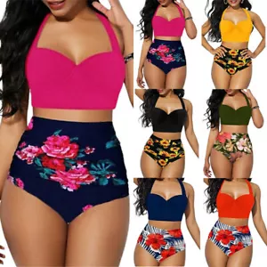 Woman Beach High Waist Swimwear Bikini Set Padded Push Up Swimsuit Bathing Suit - Picture 1 of 16