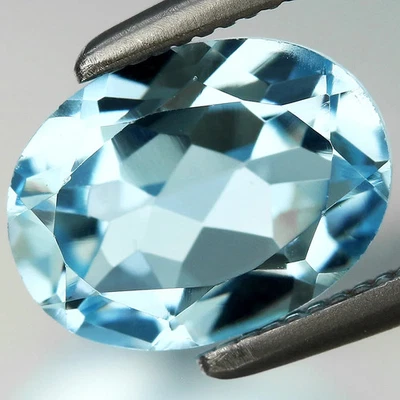 Natural Gemstone 1.48ct t.w 8x6mm Oval Sky Blue Topaz, Brazil - Image 1 of 4