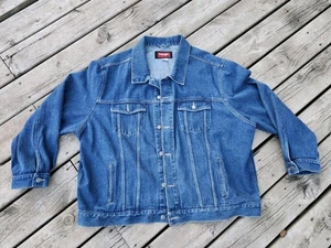 Wrangler Hero Denim Jean Trucker Jacket Men's 4XL Blue 90s Y2K Workwear - Picture 1 of 8