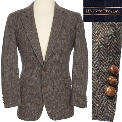 Abrigo deportivo chaqueta de lana espiga Donegal tweed 44 vintage de Levis para hombre de la década de 1980 Foto 1 de 4