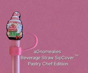 Gnome Reusable Silicone Straw Covers Cap Top Pastry Chef - Picture 1 of 2