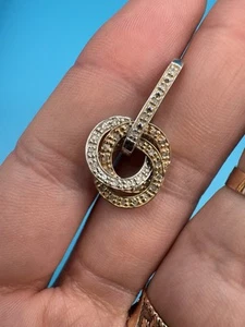 14k Tri Tone SINGLE Earring 3 Grams Interlocking Rings With Diamonds - Picture 1 of 8
