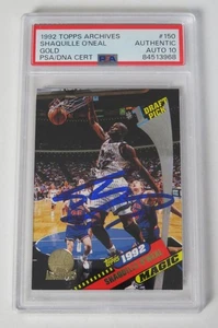 Tarjeta de novato dorada firmada por Shaquille O'Neal HOF 1992 Topps Archives 250 PSA 10 automática - Imagen 1 de 4