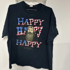 T-Shirt Uomo Duck Dynasty Phil Robertson Happy Happy Nera X Grande Grafica - Foto 1 di 3