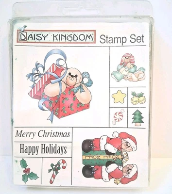 Conjunto de 11 selos de Natal Daisy Kingdom ursos 1995 montado em espuma  - Imagem 1 de 4