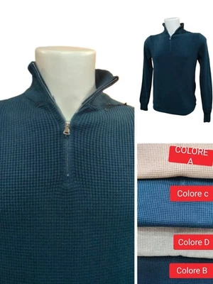 Maglione Uomo MEZZA ZIP tessuto autunno inverno maglioncino invernale morbido