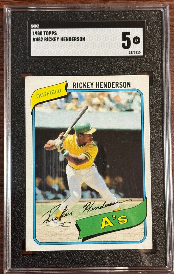 Tarjeta de novato 1980 Topps #482 SGC 5 Rickey Henderson RC HOF OAKLAND ATLETISMO Foto 1 de 2