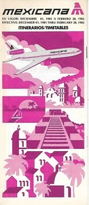 Airline Timetable - Mexicana - 01/12/82 - Picture 1 of 1
