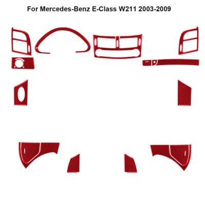 16Pcs Red Carbon Fiber Interior Full Kit Cover Trim For Mercedes-Benz W211 - Image 1 of 4