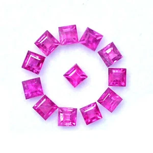 Natural Ruby 2x2 mm Square Cut Lot 12 Pieces 0.98 CTS Faceted Loose Gemstones - Picture 1 of 7