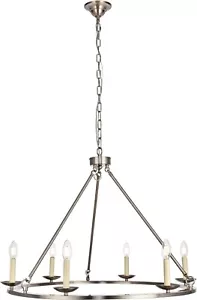 Chandelier Light Fixture Burnish Nickel Modern Farmhouse Living or Dining Room - Picture 1 of 7