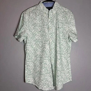 Camicia Tommy Hilfiger personalizzata stampa foglia bottoni manica corta L - Foto 1 di 6