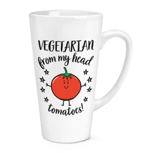 Vegetarian From My Head Tomatoes 17oz Large Latte Mug Cup Vegetables Best Funny - Picture 1 of 1