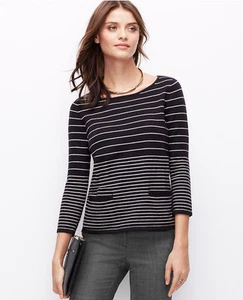 Ann Taylor - BLAU ODER CREMEFARBEN gestreifter Pullover mit Leistentasche Oberteil $ 89,50 (11) - Bild 1 von 8