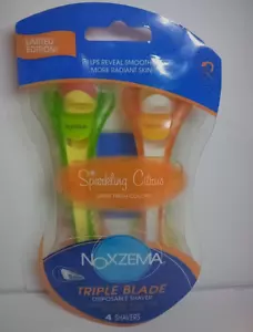 NOXZEMA TRIPLE BLADE LIMITED EDITION SPARKLING CITRUS 4 Pack DISPOSABLE RAZORS - Picture 1 of 4