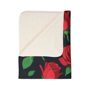 Sherpa Decke, rot rosa Rosen Herzen, Valentinstag Geschenk, gemütliche Wohndeko - Bild 1 von 23