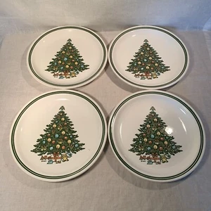 Vintage 1980s Carlton Sabin Christmas Tree 10.5" Dinner Plates set of 4 - Picture 1 of 7