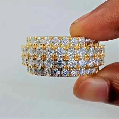 3.50 CT White Round Cut CZ Men's Wedding Band Ring In Solid 925 Sterling Silver - Image 1 of 4