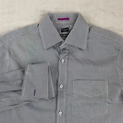 Camisa de Vestir Paul Smith London Hombre 15 38 Gris Puños Franceses Hecha en Italia Diseñador Foto 1 de 4