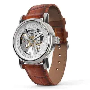 Markus Rubin mechanische Herren Skelett Armbanduhr (braunes Lederarmband) - Bild 1 von 6